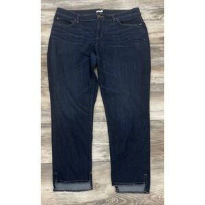 Women's Eileen Fisher Straight Jeans Organic Cotton Sz 16 Stretch Raw Hem
